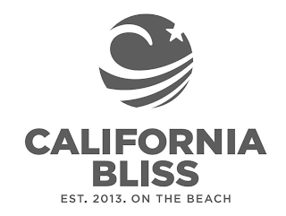 CALIFORNIA BLISS EST. 2013. ON THE BEACH logo