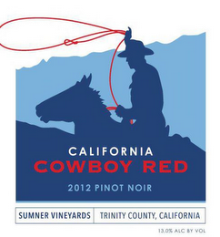 CALIFORNIA COWBOY RED 2012 PINOT NOIR SUMNER VINEYARDS TRINITY COUNTY, CALIFORNIA 13.0% ALC BY VOL logo