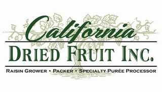 CALIFORNIA DRIED FRUIT INC. RAISIN GROWER PACKER SPECIALTY PURÉE PROCESSOR logo