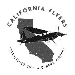 CALIFORNIA FLYERS ESTABLISHED 2019 · CORONA AIRPORT logo
