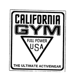CALIFORNIA GYM FULL POWER USA THE ULTIMATE ACTIVEWEAR logo