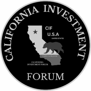 CALIFORNIA INVESTMENT FORUM CIF U.S.A UNITED STATES CALIFORNIA REPUBLIC CALIFORNIA INVESTMENT FORUM logo