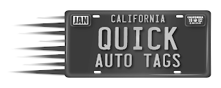 CALIFORNIA QUICK AUTO TAGS JAN CALIFORNIA 19 82 E 0612549