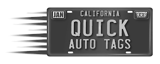 CALIFORNIA QUICK AUTO TAGS JAN CALIFORNIA  19 82 E 0612549 logo