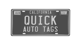 CALIFORNIA QUICK AUTO TAGS JAN CALIFORNIA  19 82 E 0612549 logo