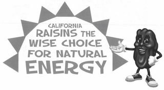 CALIFORNIA RAISINS THE WISE CHOICE FOR NATURAL ENERGY logo