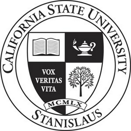 CALIFORNIA STATE UNIVERSITY STANISLAUS VOX VERITAS VITA MCMLX logo