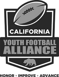 CALIFORNIA YOUTH FOOTBALL ALLIANCE HONOR · IMPROVE · ADVANCE logo