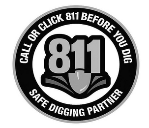 CALL OR CLICK 811 BEFORE YOU DIG 811 SAFE DIGGING PARTNER logo
