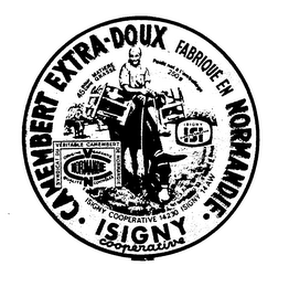 CAMEMBERT EXTRA-DOUX FABRIQUE EN NORMANDIE ISIGNY COOPERATIVE logo