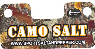 CAMO SALT WWW.SPORTSALTANDPEPPER.COM BACKWOODS CAMO logo