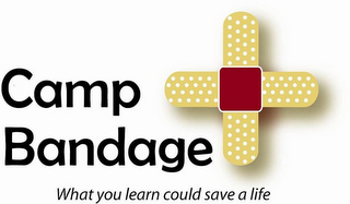 CAMP BANDAGE WHAT YOU LEARN COULD SAVE A LIFE logo