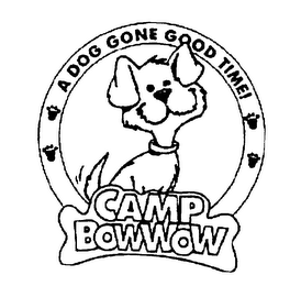 CAMP BOWWOW A DOG GONE GOOD TIME! logo