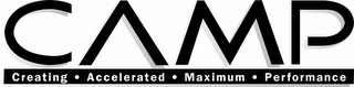 CAMP CREATING · ACCELERATED · MAXIMUM · PERFORMANCE logo