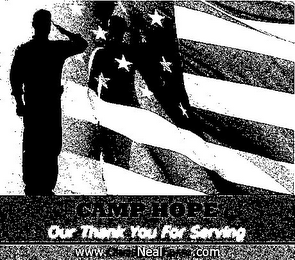 CAMP HOPE OUR THANK YOU FOR SERVING WWW.CHRISNEALFARM.COM logo