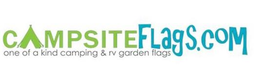 CAMPSITEFLAGS.COM ONE OF A KIND CAMPING& RV GARDEN FLAGS logo