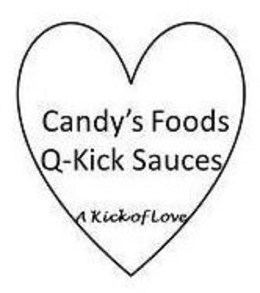 CANDY'S FOODS Q-KICK SAUCES A KICK OF LOVE logo
