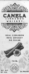 CANELA CINNAMON WHISKEY REAL CINNAMON REAL WHISKEY NO SUGAR 750 ML CWD ALC 40% BY VOL. 80 PROOF CWD logo