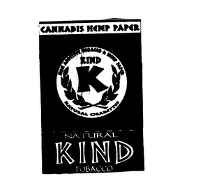 CANNABIS HEMP PAPER K NATURAL KIND TOBACCO logo