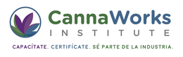 CANNAWORKS INSTITUTE CAPACÍTATE. CERTIFÍCATE. SÉ PARTE DE LA INDUSTRIA. logo