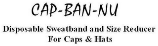 CAP-BAN-NU DISPOSABLE SWEATBAND AND SIZE REDUCER FOR CAPS & HATS logo