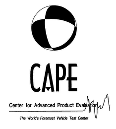 CAPE CENTER FOR ADVANCED PRODUCT EVALUATION THE WORLD'S FOREMOST VEHICLE TEST CENTER logo