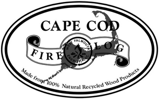 CAPE COD FIRE LOG WEST FALMOUTH ENERGY, INC. MADE FROM 100% NATURAL RECYCLED WOOD PRODUCTS logo