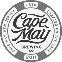 CAPE MAY BREWING CO ESTD CRAFTED ON THECAPE 2011 CAPE MAY, NEW JERSEY logo