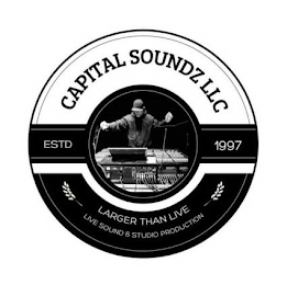 CAPITAL SOUNDZ LLC LARGER THAN LIVE LIVE SOUND & STUDIO PRODUCTION ESTD 1997 logo