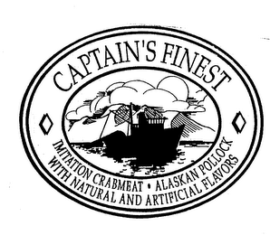 CAPTAIN'S FINEST IMITATION CRABMEAT ALASKAN POLLOCK WITH NATURAL AND ARTIFICIAL FLAVORS logo