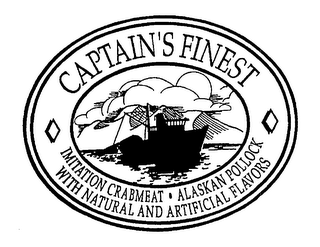 CAPTAIN'S FINEST IMITATION CRABMEAT, ALASKAN POLLOCK WITH NATURAL AND ARTIFICIAL FLAVORS logo