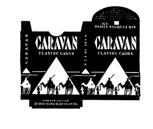 CARAVAN PLAYING CARDS AIR CUSHION FINISH 491 WE CLAIM EXCLUSIVE TRADE MARK RIGHTS IN ACE OF SPADES, JOKER, NAME, BACK DESIGN, CASE DESIGN AND NAME OF FINISH USED ON OUR VARIOUS CARDS logo