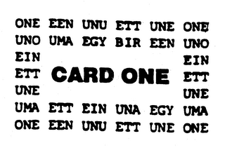 CARD ONE ONE UNO EIN EIT UNE UMA EEN logo