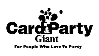 CARD & PARTY GIANT FOR PEOPLE WHO LOVE TO PARTY logo