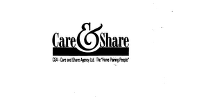 CARE & SHARE CSA - CARE AND SHARE AGENCY LTD. THE "HOME PAIRING PEOPLE" logo