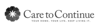 CARE TO CONTINUE YOUR HOME. YOUR LIFE. KEEP LIVING IT. logo