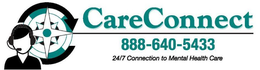 CARECONNECT 888-640-5433 24/7 CONNECTION TO MENTAL HEALTH CARE logo