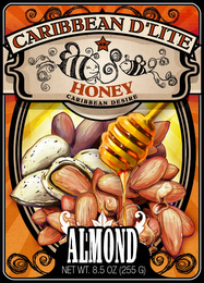 CARIBBEAN D'LITE, GB, HONEY, CARIBBEAN DESIRE, ALMOND, NET WT. 8.5 OZ. (255 G) logo