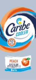 CARIBE COOLER DRINK ICE COLD REFRESHING SINCE 1987 4.7% ALC/VOL PEACH READY TO DRINK CANE NEUTRAL SPIRITS WITH ARTIFICIAL FLAVOR, ARTIFICIAL SWEETENER AND ARTIFICIAL COLORS 355 ML - 12 OZ logo