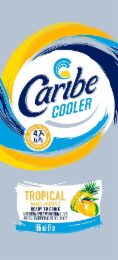 CARIBE COOLER DRINK ICE COLD REFRESHING SINCE 1987 4.7% ALC/VOL TROPICAL MANGO-PINEAPPLE READY TO DRINK CANE NEUTRAL SPIRITS WITH ARTIFICIAL FLAVOR, ARTIFICIAL SWEETENER AND ARTIFICIAL COLORS 355 ML - 12 OZ logo