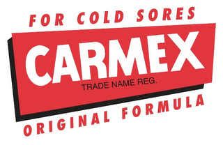 CARMEX TRADE NAME REG. FOR COLD SORES ORIGINAL FORMULA logo