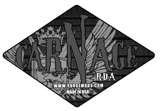 CARNAGE RDA WWW.PURGEMODS.COM MADE IN USA logo