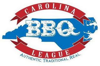 CAROLINA BBQ LEAGUE AUTHENTIC. TRADITIONAL. REAL. logo