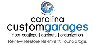 CAROLINA CUSTOMGARAGES FLOOR COATINGS CABINETS ORGANIZATION RENEW. RESTORE. RE-INVENT YOUR GARAGE. logo