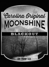 CAROLINA ORIGINAL MOONSHINE BLACKOUT 100 PROOF XXX logo