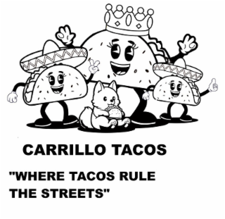 CARRILLO TACOS "WHERE TACOS RULE THE STREETS" logo
