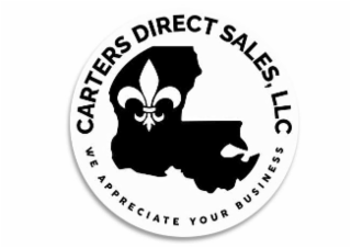 CARTERS DIRECT SALES LLC WE APPRECIATE YOUR BUSINESS AND PICTURE OF LOUISIANA logo