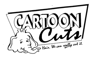 CARTOON CUTS HAIR. WE CAN REALLY CUT IT. logo