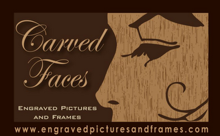 CARVED FACES ENGRAVED PICTURES AND FRAMES WWW.ENGRAVEDPICTURESANDFRAMES.COM logo