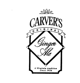 CARVER'S ORIGINAL GINGER ALE A VIRGINIA TRADITION SINCE 1926 logo